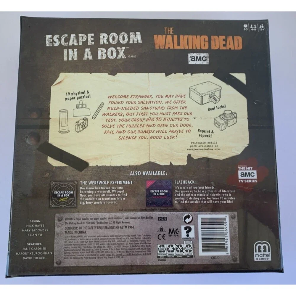Escape Room in a Box Game The Walking Dead Edition New Factory Sealed